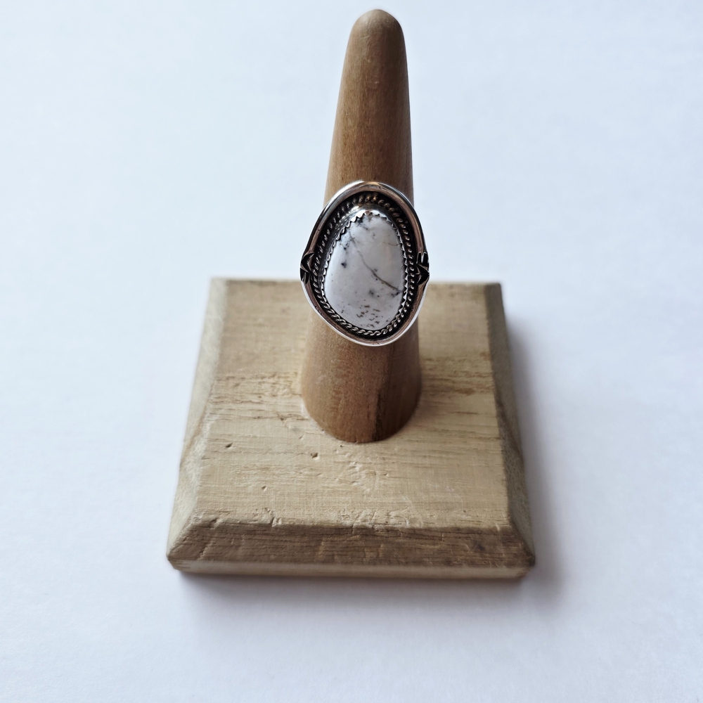 Silver and White Stone Ring